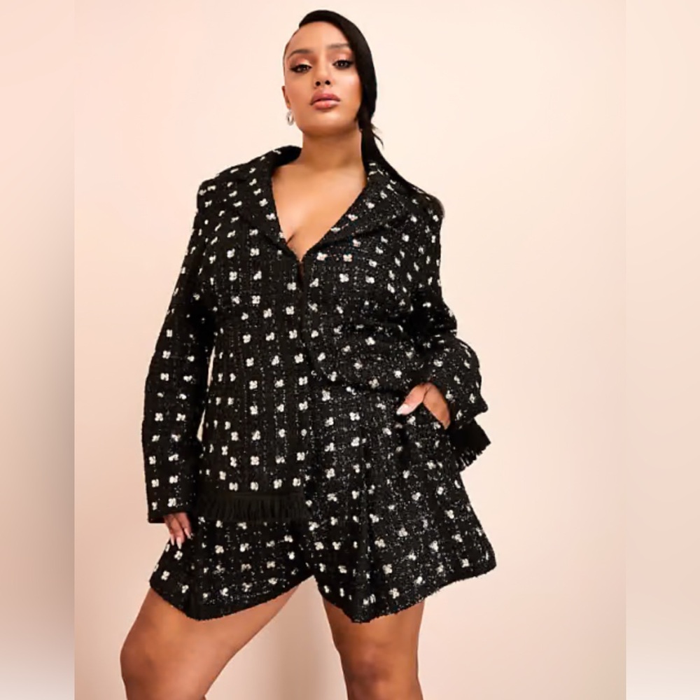ASOS Black Sequin Luxe Blazer & short set size 16